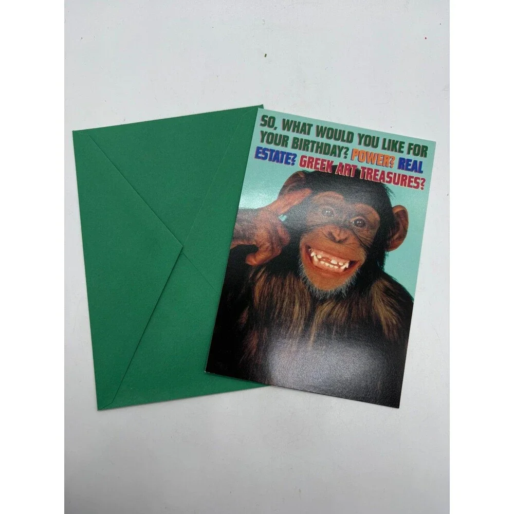 Funny Chimp Birthday Card Expressions from Hallmark Comedy Club Green Envelope